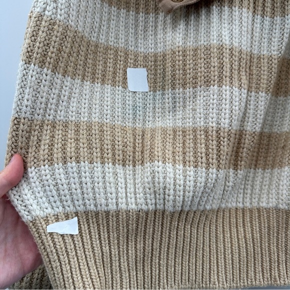 RTR Derek Lam Collective Button Cowl Neck Tan & Cream Striped Sweater Sz M - Picture 11 of 16